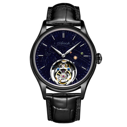 AESOP Mens Luxury Real Flying Tourbillon Mechanical Sapphire Waterproof Watch Skeleton Watches for Men Wristwatches Male 2025 A - RELUX.STORE
