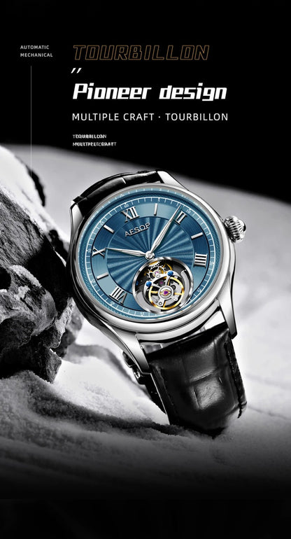 AESOP Official Watch Store Flying Tourbillon Movement Mechanical Wristwatches Skeleton Watches for Menes Luxury Waterproof 2025A - RELUX.STORE