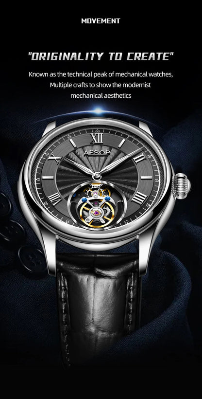 AESOP Official Watch Store Flying Tourbillon Movement Mechanical Wristwatches Skeleton Watches for Menes Luxury Waterproof 2025A - RELUX.STORE