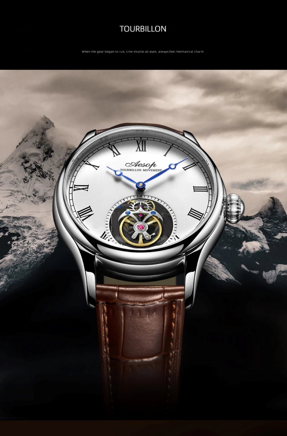 Aesop Real Flying Tourbillon Movement Mechanical Watches Luxury Watch for Men Skeleton Tourbillon Watch Sapphire Official StoreS - RELUX.STORE