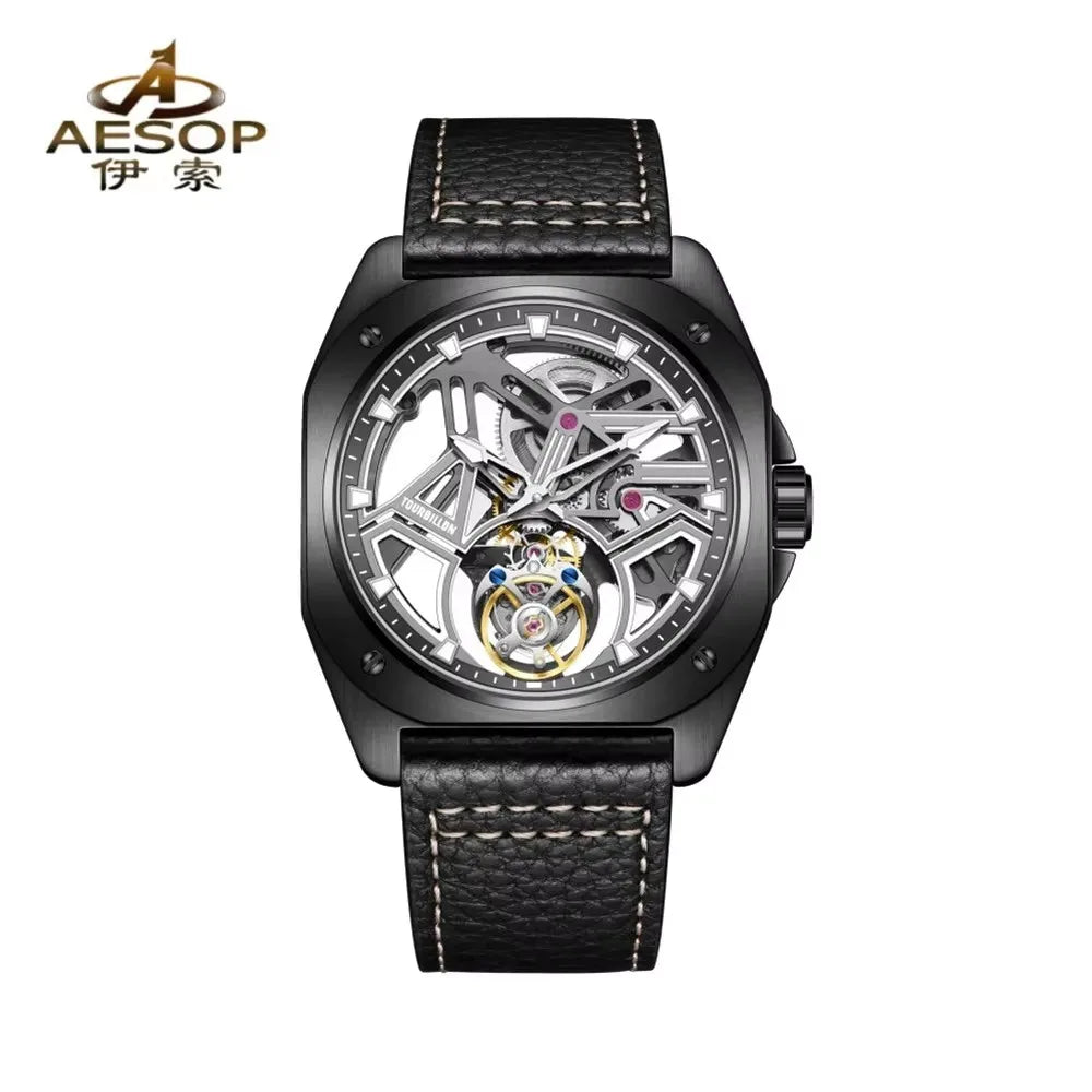 AESOP Tourbillon Watches For Men Mechanical Fashion Watch Waterproof Skeleton Tourbillon Movement Sapphire Mirror Official Store - RELUX.STORE