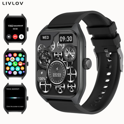 AI Voice Assistant Smart Watch for Men Women, 1.96'' HD Screen Activity Trackers with 100+Sports/ Sleep/ Heart Rate Monitor - RELUX.STORE