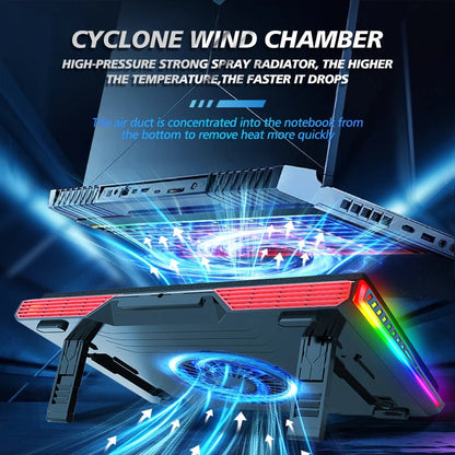 Air Compression RGB Laptop Cooling Pad - Ultra - Quiet USB Cooler, Fast Heat Dissipation & Adjustable Stand - RELUX.STORE