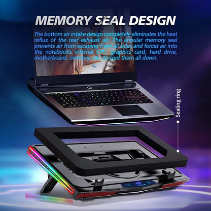 Air Compression RGB Laptop Cooling Pad - Ultra - Quiet USB Cooler, Fast Heat Dissipation & Adjustable Stand - RELUX.STORE