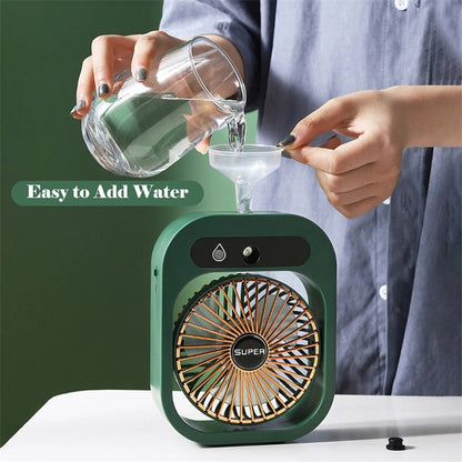 Air Conditioning Fan Desk Misting Fan Air Cooler Cooling USB Rechargeable Humidifier Portable Spray Fan With 3 Wind Speeds Mist Fan For Home - RELUX.STORE