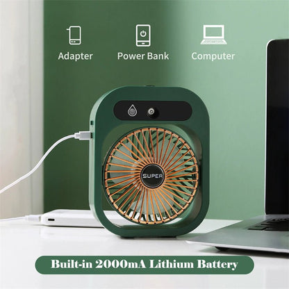 Air Conditioning Fan Desk Misting Fan Air Cooler Cooling USB Rechargeable Humidifier Portable Spray Fan With 3 Wind Speeds Mist Fan For Home - RELUX.STORE