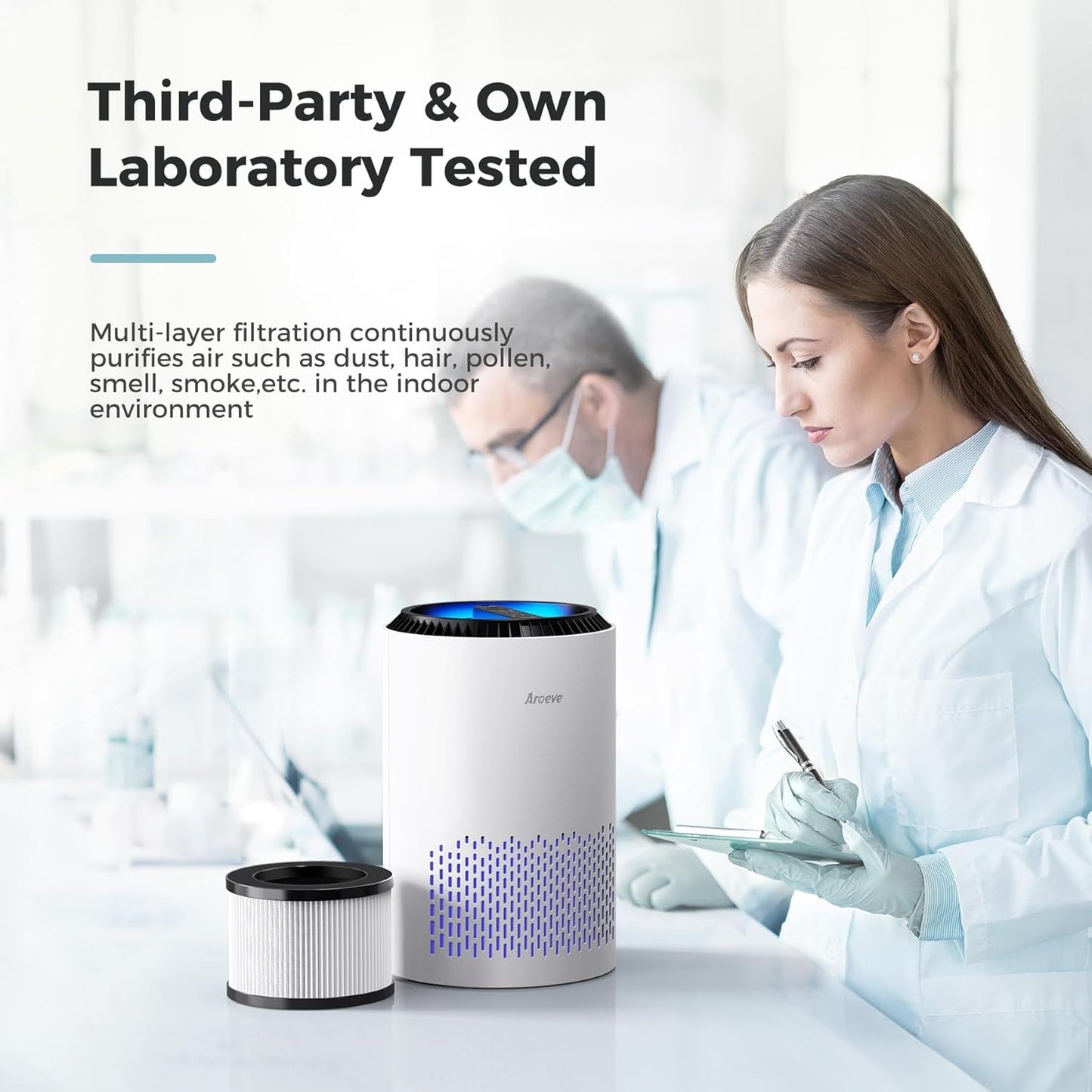 Air Purifier for Home & Bedroom – 3 - Layer Filter for Smoke, Pollen, Pet Dander & Odor, Sleep Mode, Timer, Energy Saving, 3 Speeds – MK01 White - RELUX.STORE