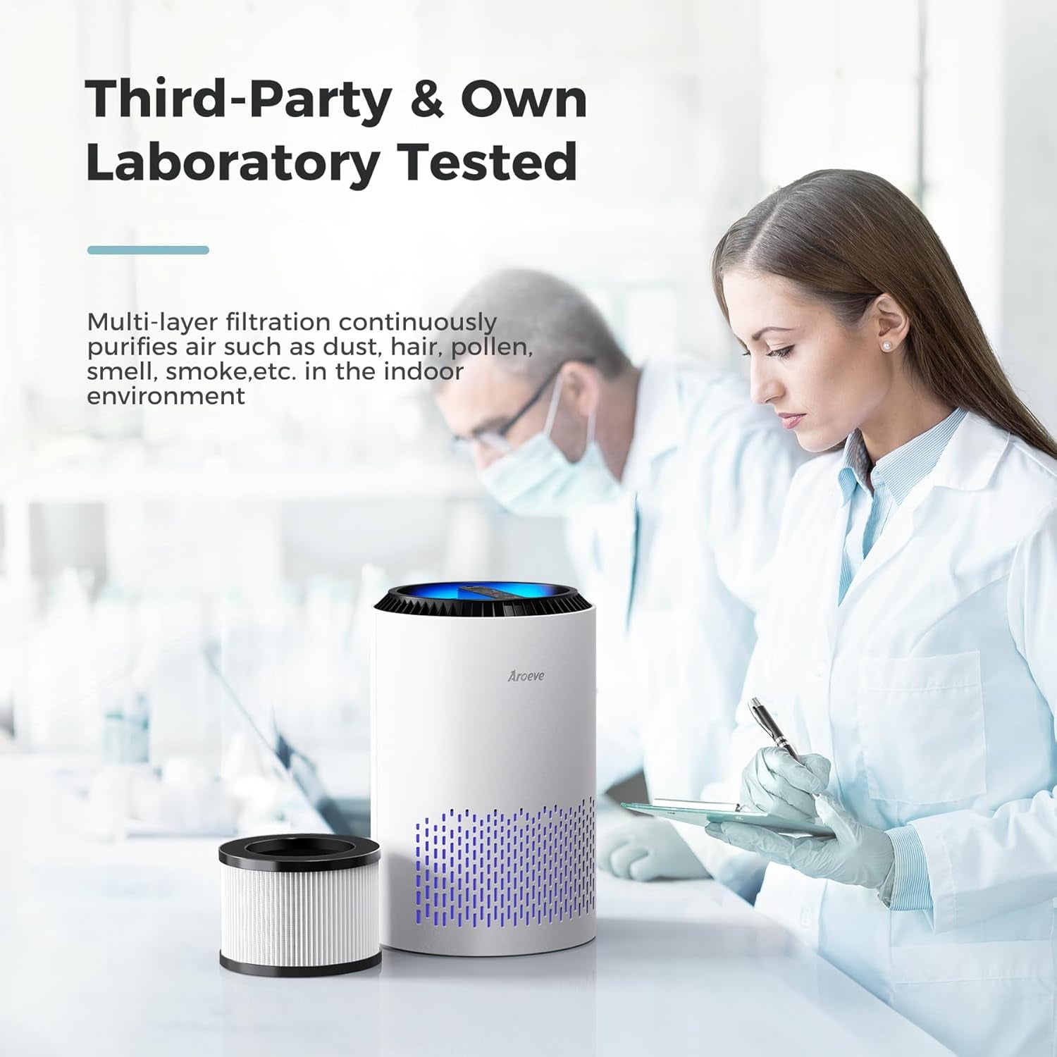 Air Purifier for Home & Bedroom – 3 - Layer Filter for Smoke, Pollen, Pet Dander & Odor, Sleep Mode, Timer, Energy Saving, 3 Speeds – MK01 White - RELUX.STORE