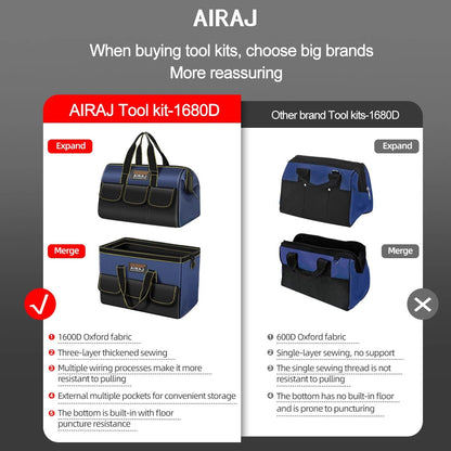 AIRAJ Multifunctional Tool Bags 1680D Oxford Cloth Electrician Bags Waterproof and Wear - Resistant High Capacity Storage Bags - RELUX.STORE