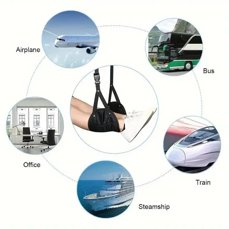 “Airplane Footrest with Adjustable Strap – Portable Hammock Leg Rest for Travel, Flights, and Comfort On - the - Go” - RELUX.STORE