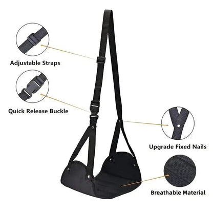 “Airplane Footrest with Adjustable Strap – Portable Hammock Leg Rest for Travel, Flights, and Comfort On - the - Go” - RELUX.STORE