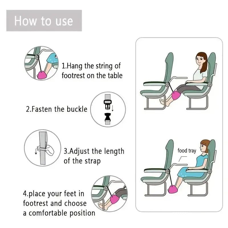 “Airplane Footrest with Adjustable Strap – Portable Hammock Leg Rest for Travel, Flights, and Comfort On - the - Go” - RELUX.STORE