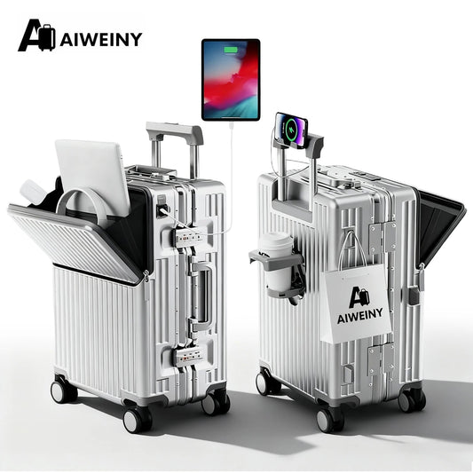 AIWEINY 2025 Aluminum Frame Suitcase PC Hard Shell Pressure - Resistant Travel Luggage, 360° Silent Swivel Wheels, with TSA Lock. - RELUX.STOREAIWEINY 2025 Aluminum Frame Suitcase PC Hard Shell Pressure - Resistant Travel Luggage, 360° Silent Swivel Wheels, with TSA Lock.