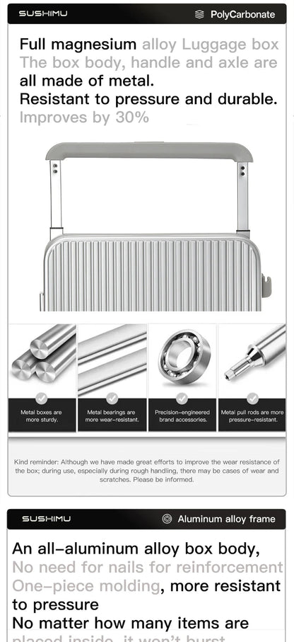 All aluminum magnesium alloy suitcase wide trolley suitcase 20 - inch boarding case 24 - inch metal trolley case password bag - RELUX.STOREAll aluminum magnesium alloy suitcase wide trolley suitcase 20 - inch boarding case 24 - inch metal trolley case password bag