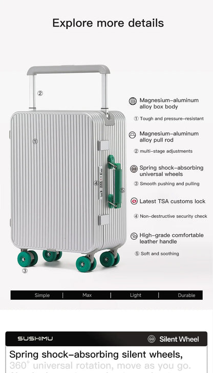 All aluminum magnesium alloy suitcase wide trolley suitcase 20 - inch boarding case 24 - inch metal trolley case password bag - RELUX.STOREAll aluminum magnesium alloy suitcase wide trolley suitcase 20 - inch boarding case 24 - inch metal trolley case password bag