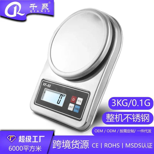 All stainless steel metal kitchen scale 0.1g household electronic scale, high - precision baking electronic scale with plate medic - RELUX.STORE