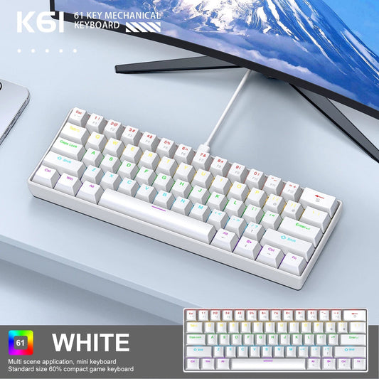 "APAYADO K61 60% Mini Mechanical Keyboard – Wired 61 - Key Phantom RGB, Black/White/Red, Red & Blue Switch Options" - RELUX.STORE