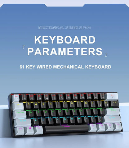 "APAYADO K61 60% Mini Mechanical Keyboard – Wired 61 - Key Phantom RGB, Black/White/Red, Red & Blue Switch Options" - RELUX.STORE