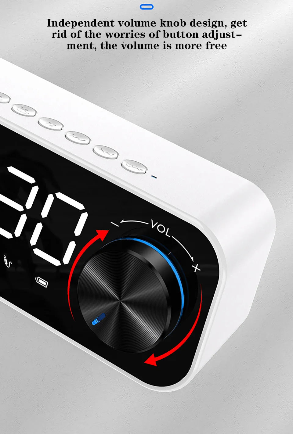 APP Volume Knob Subwoofer Mini Portable Desktop Alarm Clock LED Speakers Bass FM Radio Wireless Speaker Night Light BT Speaker - RELUX.STORE