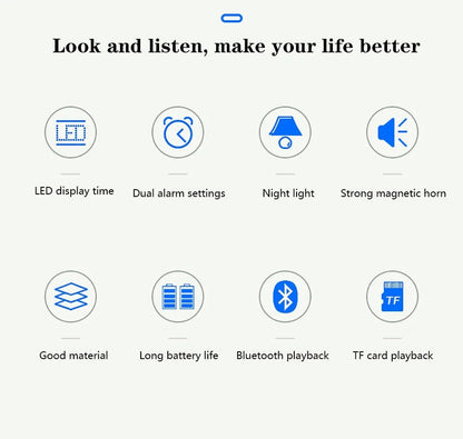 APP Volume Knob Subwoofer Mini Portable Desktop Alarm Clock LED Speakers Bass FM Radio Wireless Speaker Night Light BT Speaker - RELUX.STORE