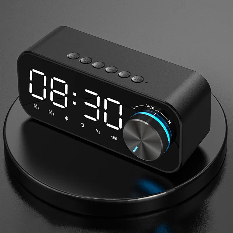APP Volume Knob Subwoofer Mini Portable Desktop Alarm Clock LED Speakers Bass FM Radio Wireless Speaker Night Light BT Speaker - RELUX.STORE