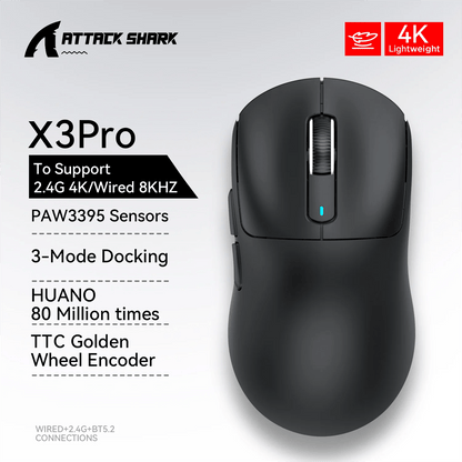 Attack Shark X3Pro X3 Wireless Mouse Lightweight PAW3395 26000dpi Tri - Mode Connection Macro Gaming Mouse for Win/Xbox/PS/Mac - RELUX.STORE