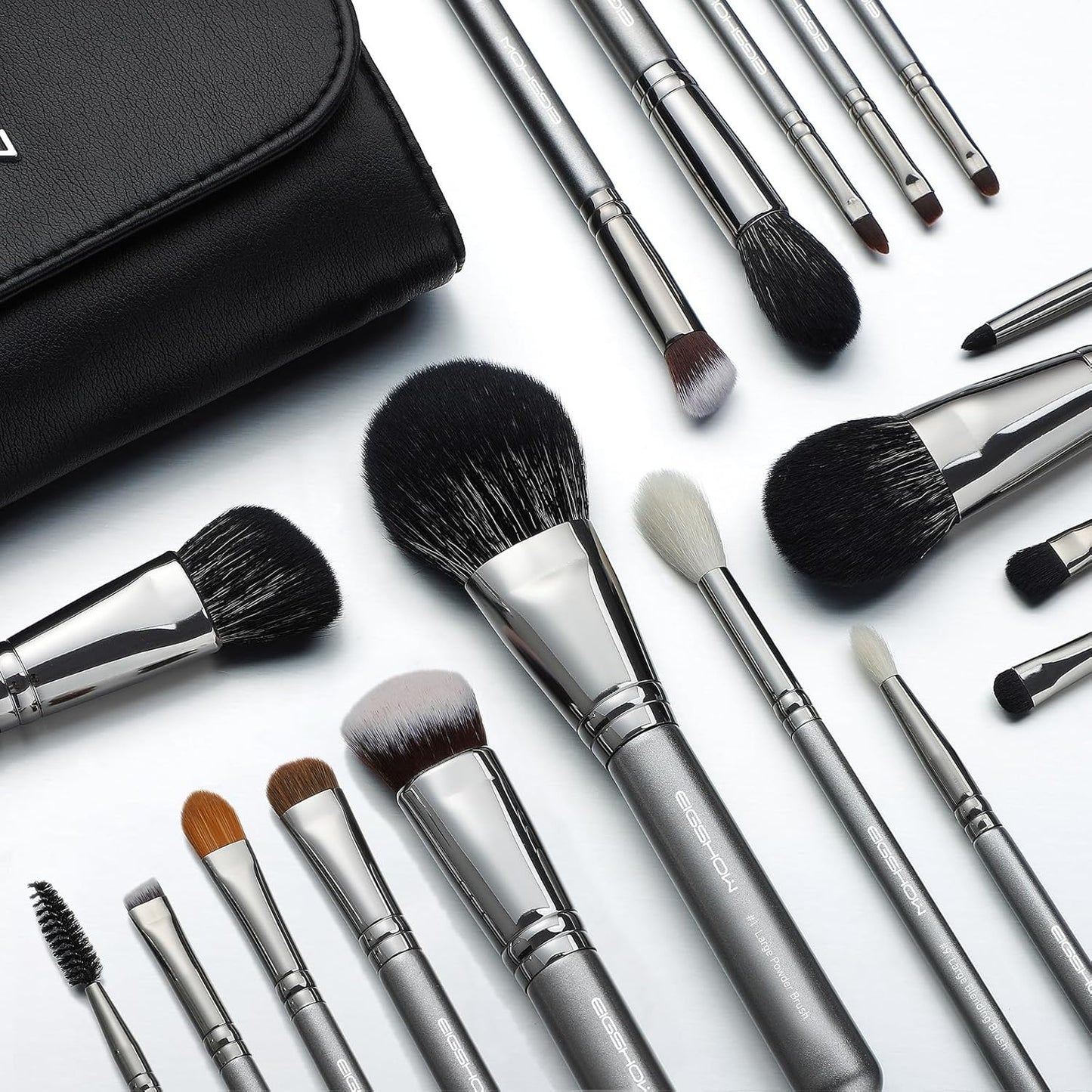 Makeup Brushes 18Pcs Professional Makeup Brush Travel Set with Eco Cylinder 2Cups Holder, Premium Synthetic Foundation Powder Concealer Blush Blending Eye Lip Brush Kit - Cruelty Free