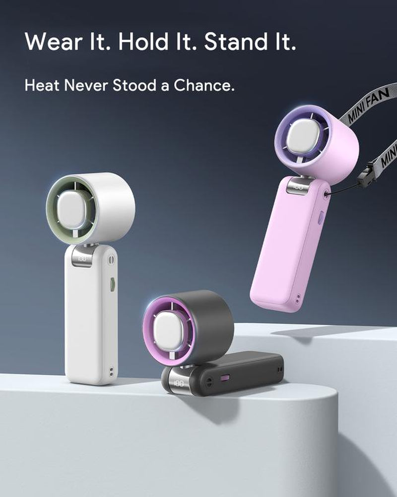 Portable Fan, 3-In-1 Mini Fans Speed 1-100, USB Rechargeable Handheld Personal Fan, 4000Mah Foldable Cooling Fan with LED Display, Ideal for Travel and Camping