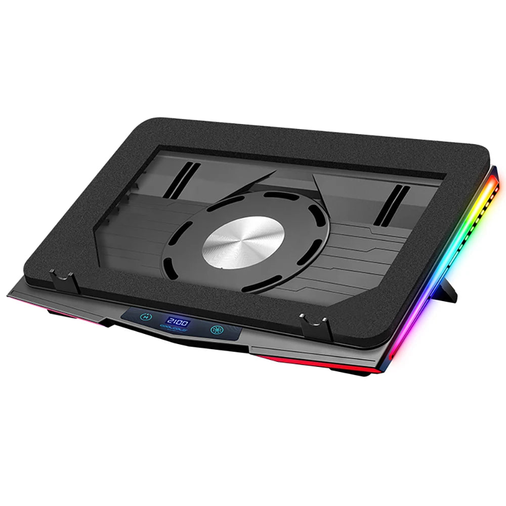 Air Compression RGB Laptop Cooling Pad - Ultra-Quiet USB Cooler, Fast Heat Dissipation & Adjustable Stand