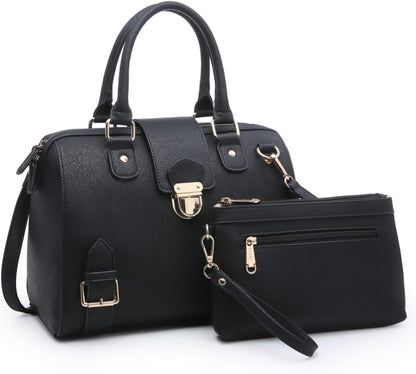 Women Barrel Handbags Fashion Satchel Bags Top Handle Shoulder Purses Vegan Leather Work Tote