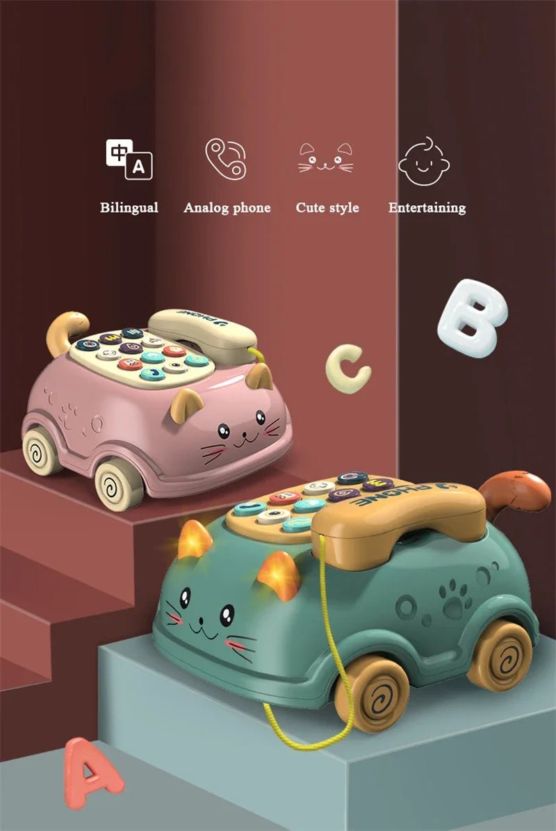 “Baby 3 - in - 1 Musical Phone Toy – Toddler Interactive Learning Montessori Toy with Lights, Cat Telephone & Storytelling for Early Education” - RELUX.STORE