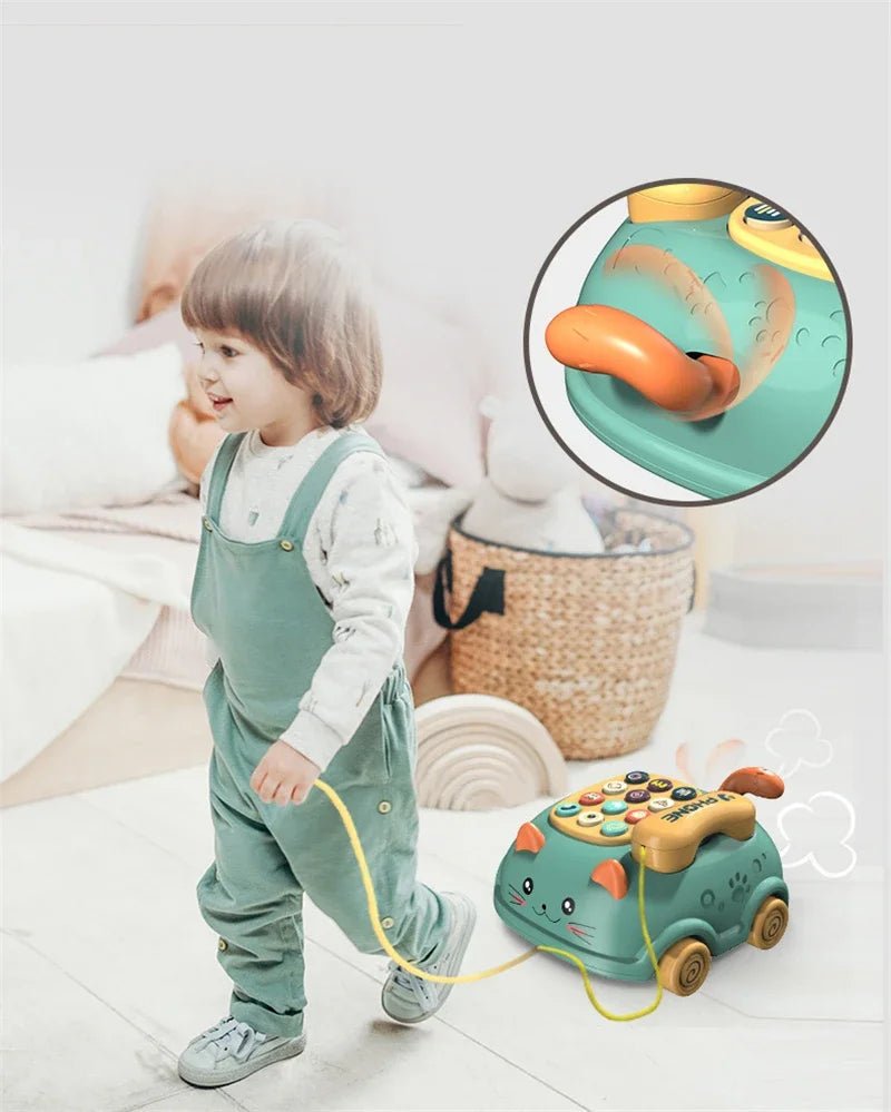 “Baby 3 - in - 1 Musical Phone Toy – Toddler Interactive Learning Montessori Toy with Lights, Cat Telephone & Storytelling for Early Education” - RELUX.STORE
