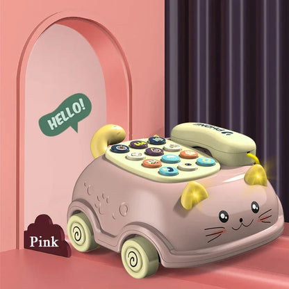 “Baby 3 - in - 1 Musical Phone Toy – Toddler Interactive Learning Montessori Toy with Lights, Cat Telephone & Storytelling for Early Education” - RELUX.STORE