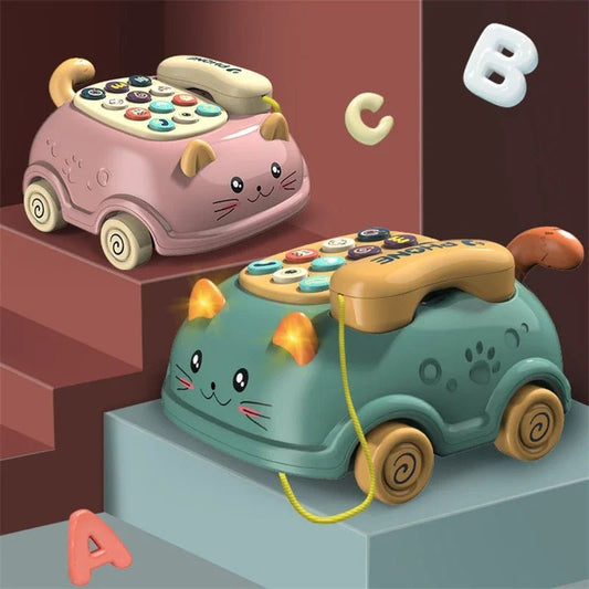 “Baby 3 - in - 1 Musical Phone Toy – Toddler Interactive Learning Montessori Toy with Lights, Cat Telephone & Storytelling for Early Education” - RELUX.STORE
