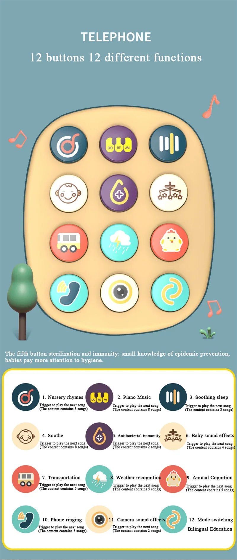 “Baby 3 - in - 1 Musical Phone Toy – Toddler Interactive Learning Montessori Toy with Lights, Cat Telephone & Storytelling for Early Education” - RELUX.STORE