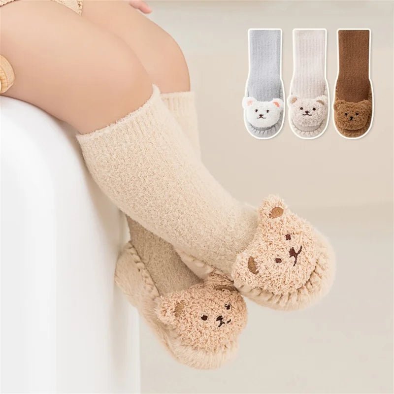 Baby Socks For Girls Boys Shoes Velvet Winter Thicken Warm Cartoon Bear Newborn Floor Sock Non Slip Soft Toddler First Walker - RELUX.STOREBaby Socks For Girls Boys Shoes Velvet Winter Thicken Warm Cartoon Bear Newborn Floor Sock Non Slip Soft Toddler First Walker