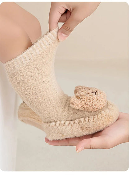Baby Socks For Girls Boys Shoes Velvet Winter Thicken Warm Cartoon Bear Newborn Floor Sock Non Slip Soft Toddler First Walker - RELUX.STOREBaby Socks For Girls Boys Shoes Velvet Winter Thicken Warm Cartoon Bear Newborn Floor Sock Non Slip Soft Toddler First Walker