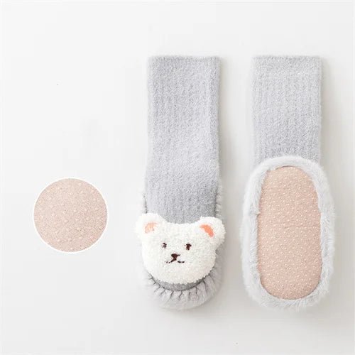 Baby Socks For Girls Boys Shoes Velvet Winter Thicken Warm Cartoon Bear Newborn Floor Sock Non Slip Soft Toddler First Walker - RELUX.STOREBaby Socks For Girls Boys Shoes Velvet Winter Thicken Warm Cartoon Bear Newborn Floor Sock Non Slip Soft Toddler First Walker