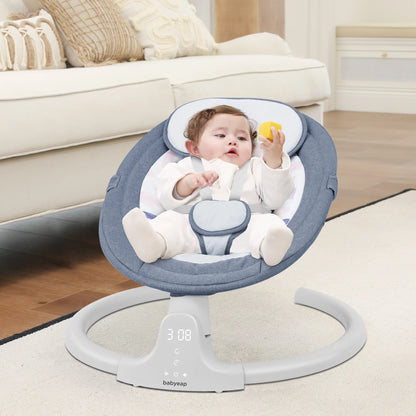 Baby Swing for Infants - APP Remote Bluetooth Control, 5 Speed Settings, 10 Lullabies, USB Plug (Blue) - RELUX.STORE