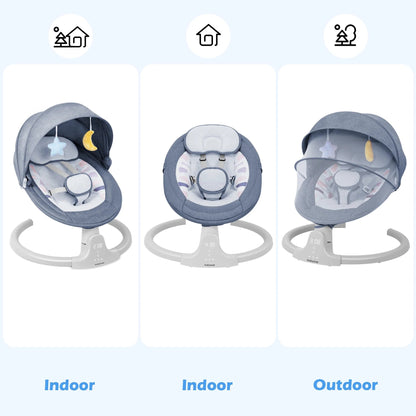 Baby Swing for Infants - APP Remote Bluetooth Control, 5 Speed Settings, 10 Lullabies, USB Plug (Blue) - RELUX.STORE