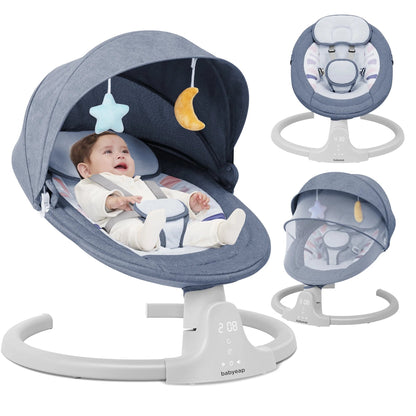 Baby Swing for Infants - APP Remote Bluetooth Control, 5 Speed Settings, 10 Lullabies, USB Plug (Blue) - RELUX.STORE