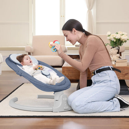 Baby Swing for Infants - APP Remote Bluetooth Control, 5 Speed Settings, 10 Lullabies, USB Plug (Blue) - RELUX.STORE