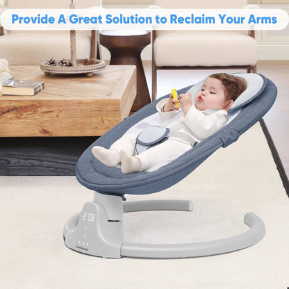 Baby Swing for Infants - APP Remote Bluetooth Control, 5 Speed Settings, 10 Lullabies, USB Plug (Blue) - RELUX.STORE