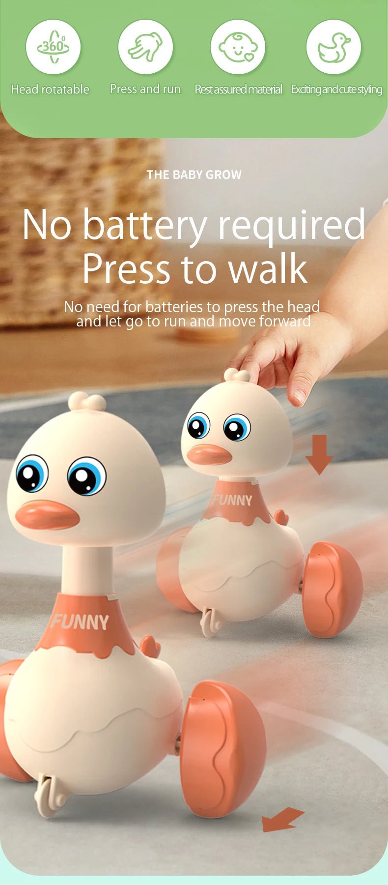 “Baby Toy Swing Duck Pull - Back Car – Cartoon Animal Inertia Vehicle for Toddlers, Early Education Toy for Boys & Girls” - RELUX.STORE