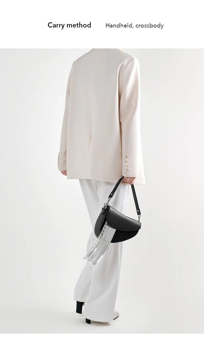 BAFELLI 2025 NEW LUXURY WOMAN BAGS LEATHER STYLISH INDIVIDUALITY FASHION TASSELS PURSE SHOULDER CROSSBODY HANDBAGS FEMALE SADDLE - RELUX.STORE