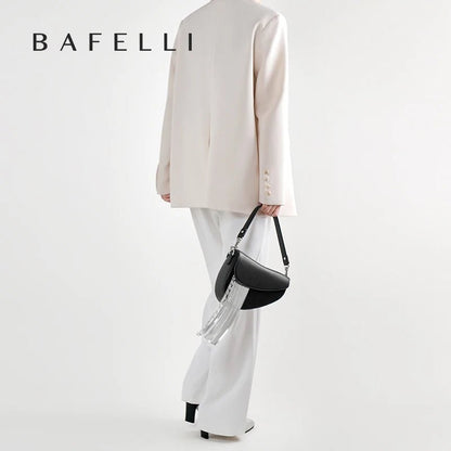 BAFELLI 2025 NEW LUXURY WOMAN BAGS LEATHER STYLISH INDIVIDUALITY FASHION TASSELS PURSE SHOULDER CROSSBODY HANDBAGS FEMALE SADDLE - RELUX.STORE