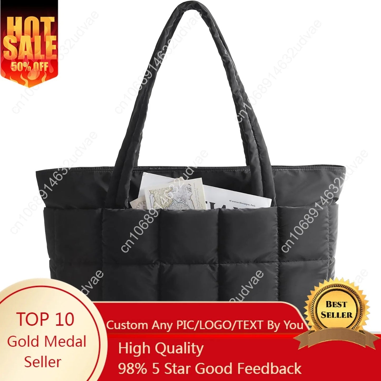 BAGSMART Expandable Tote Bag for Women, Puffer Work Tote Water - Resistant Quilted, Nurse and Carry - On Travel Gym Bag - RELUX.STORE