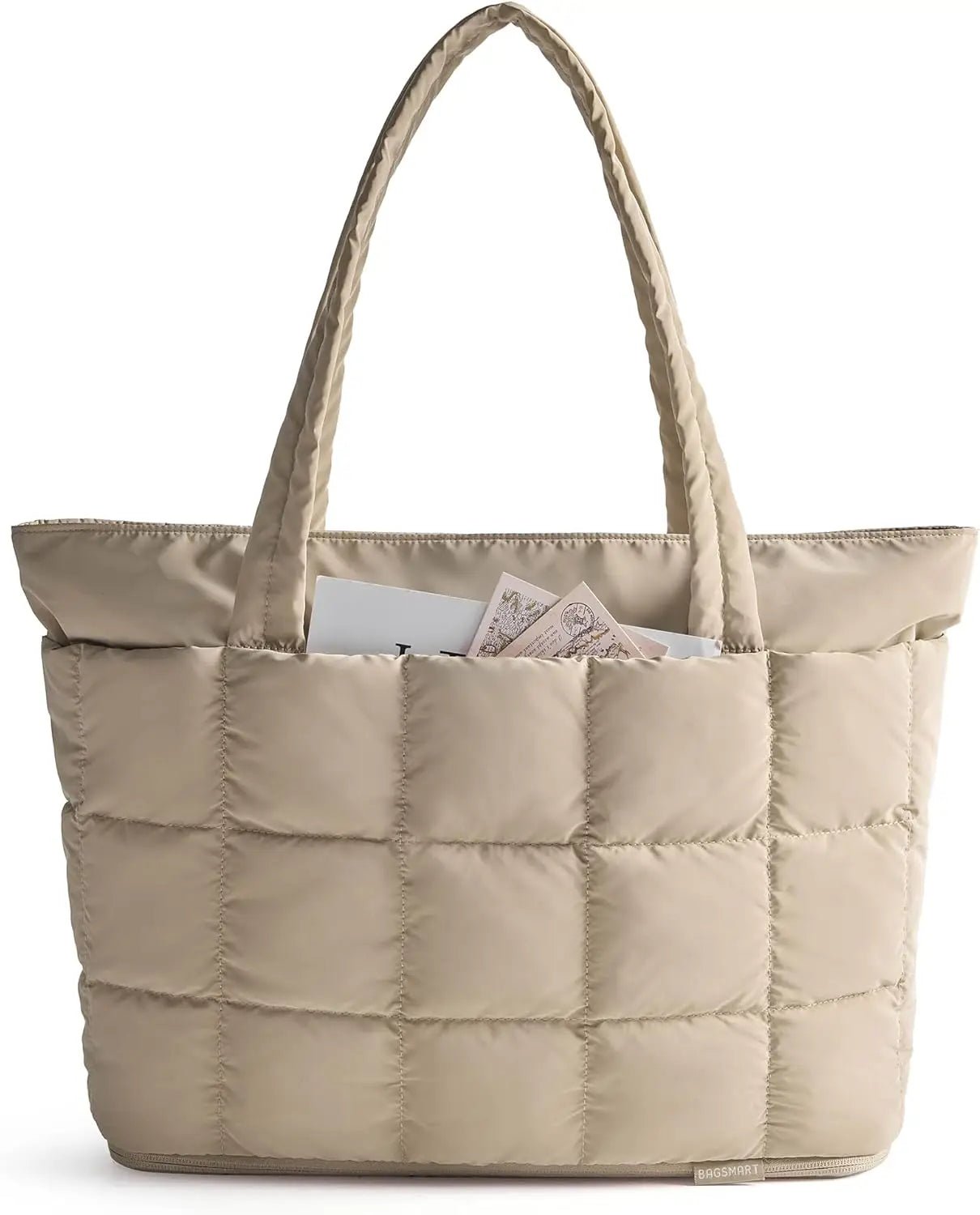 BAGSMART Expandable Tote Bag for Women, Puffer Work Tote Water - Resistant Quilted, Nurse and Carry - On Travel Gym Bag - RELUX.STORE