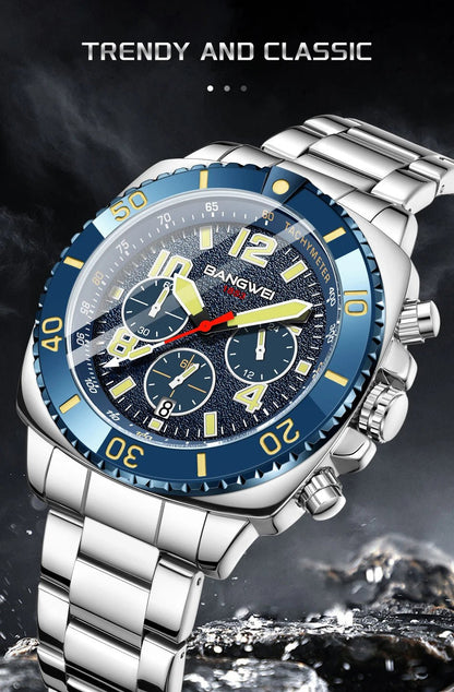 BANGWEI 2025 Luxury Watches Men Fashion Sports Quartz Wristwatches 30M Waterproof Luminous Chronograph Mens Watch Reloj Hombre - RELUX.STORE