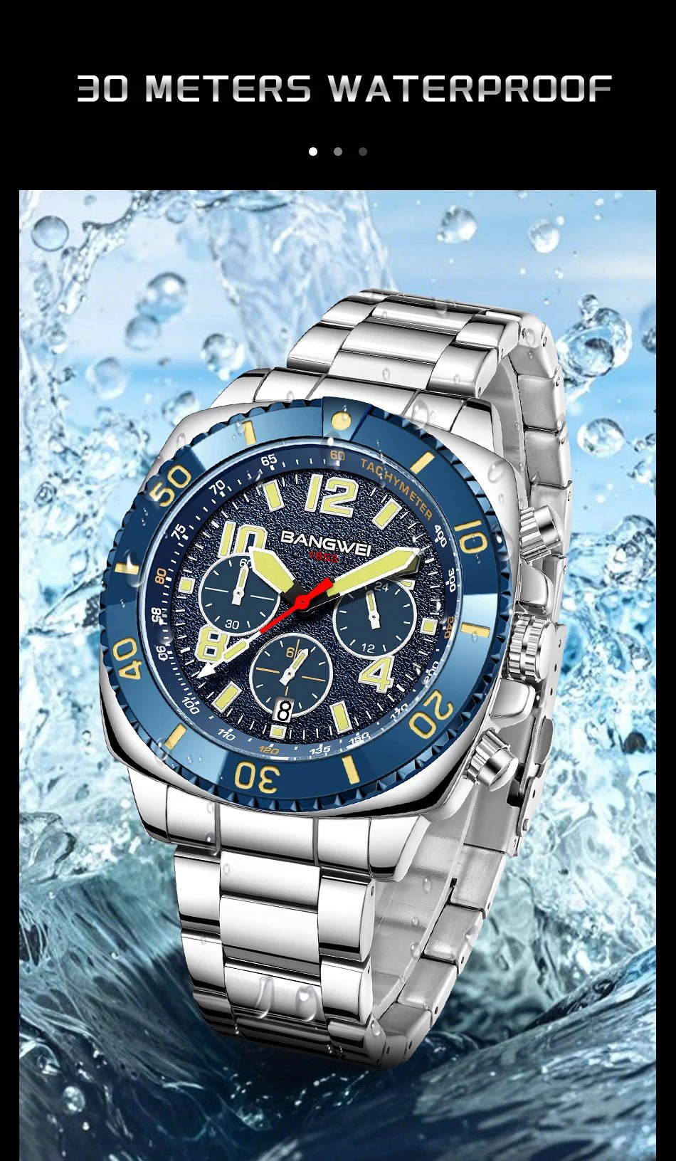 BANGWEI 2025 Luxury Watches Men Fashion Sports Quartz Wristwatches 30M Waterproof Luminous Chronograph Mens Watch Reloj Hombre - RELUX.STORE